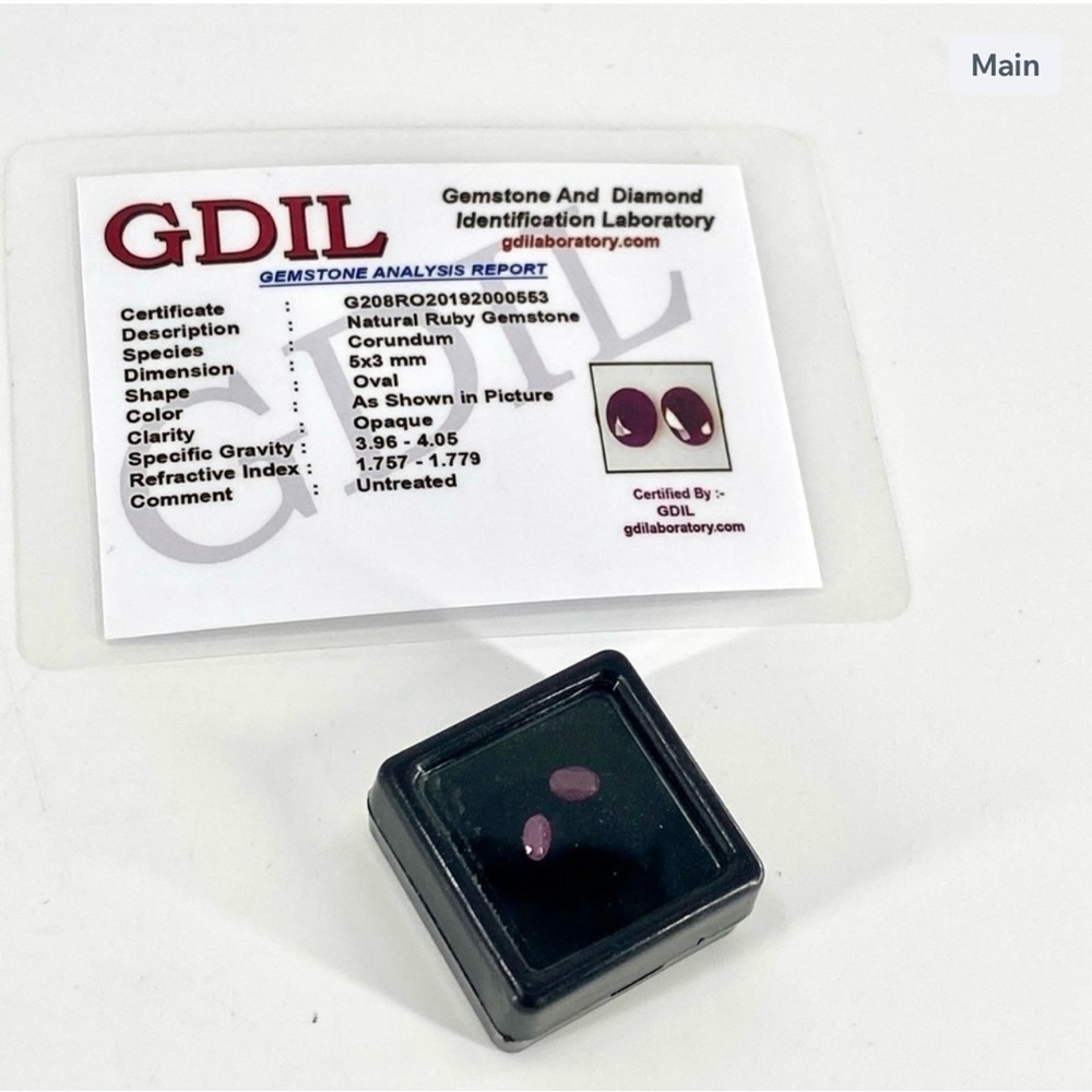 Certified Pair of Natural Ruby Gems w/ Authentication Card